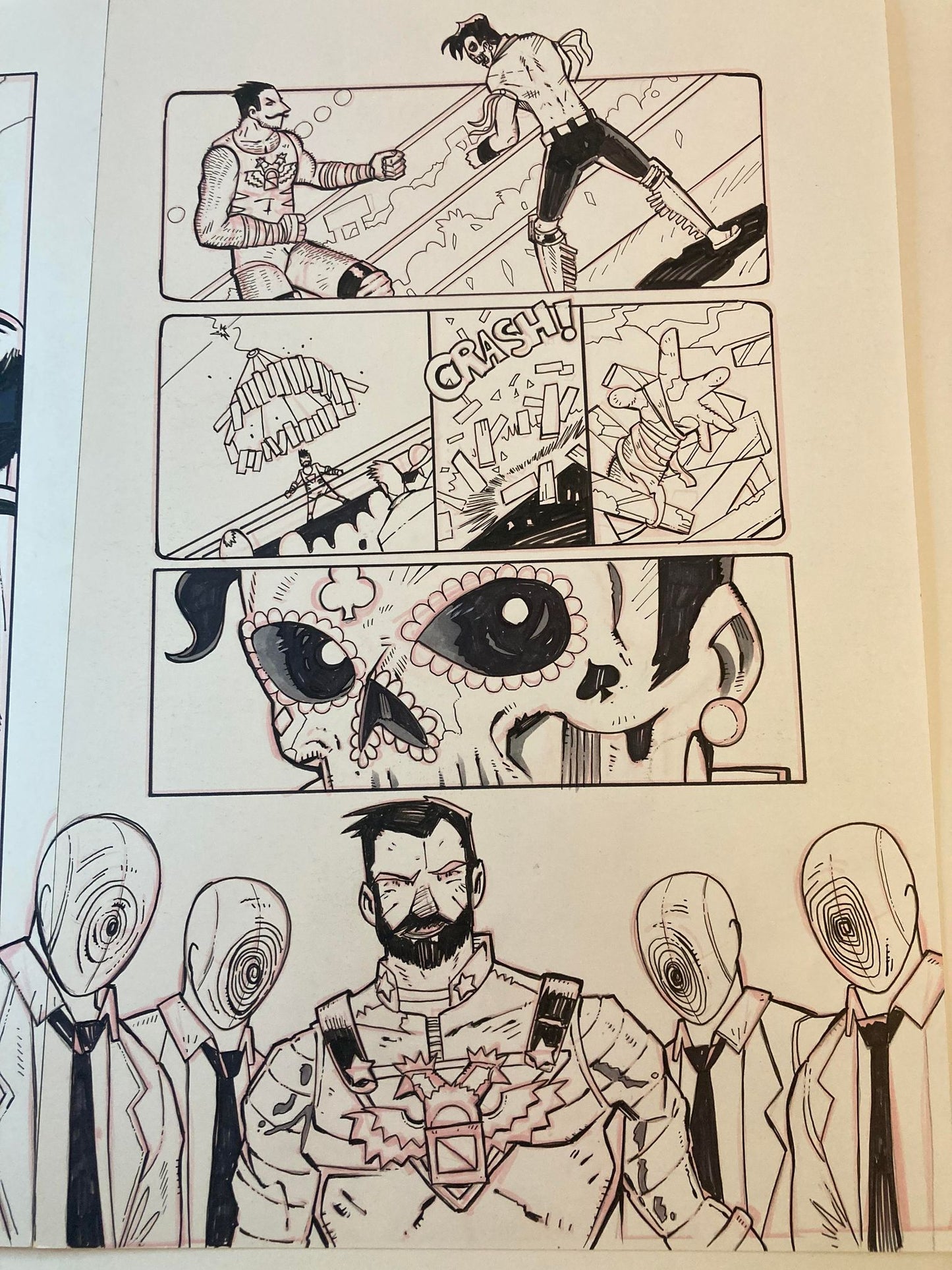 Johnny Phantasm Double Page 10-11 $125 Drawing by Patrick Thomas Parnell