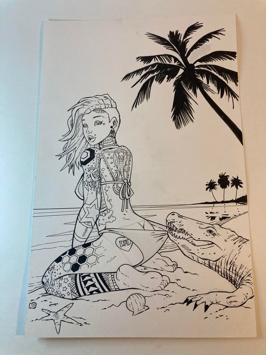 Tattooed girl on the FLA Beach by PTP